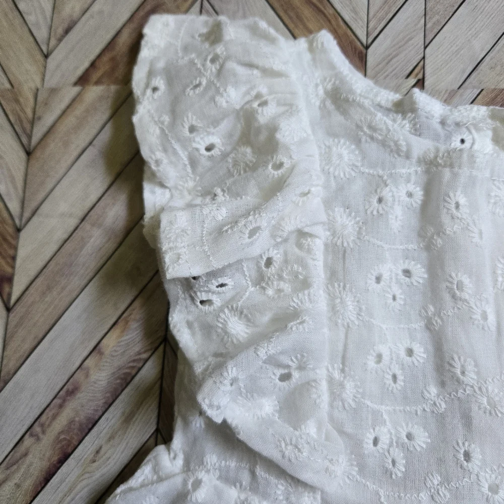 Baby Girl Peach Print Bloomer Set Ruffle Eyelet Tunic Top & Summer Shorts 9-12M